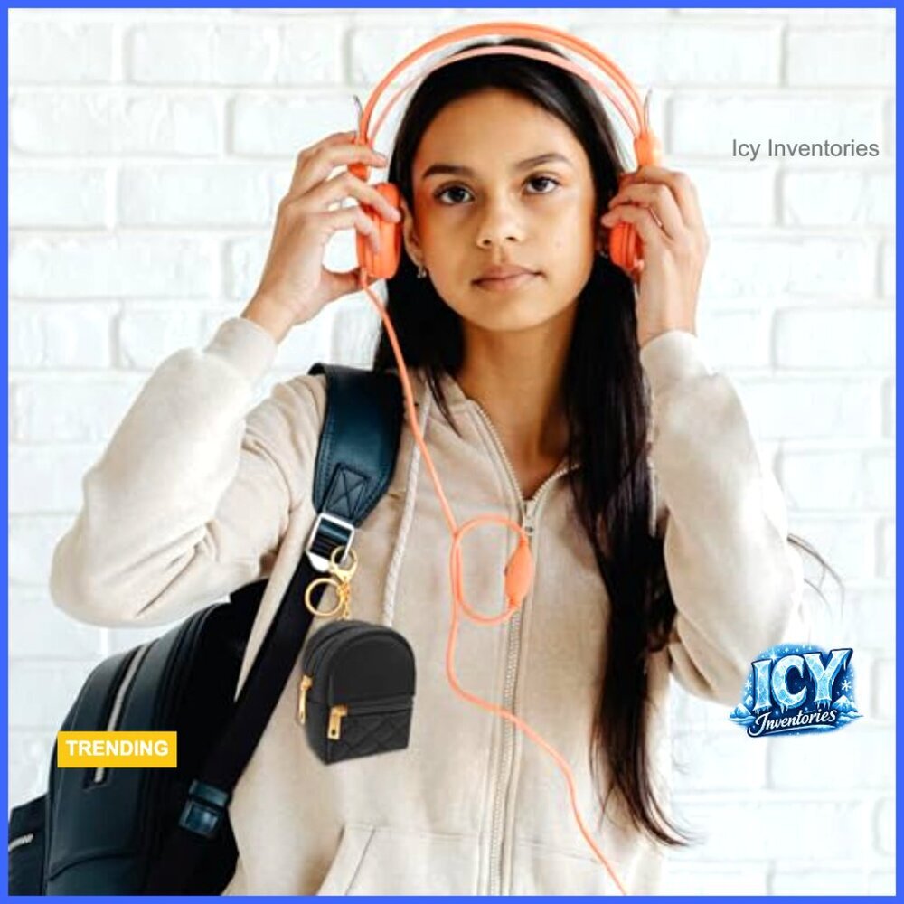 PU Leather Mini Backpack Cosmetic Bag Keychain with Zipper - Picture 7 of 7